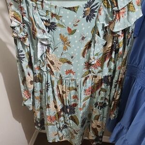 Spartina 449 Floral Long Sleeve Dress in Soft Blue